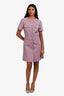 Maje Pink/Black Houndstooth Patterned Short Sleeve Mini Dress Size 38