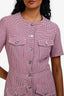 Maje Pink/Black Houndstooth Patterned Short Sleeve Mini Dress Size 38