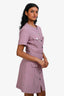 Maje Pink/Black Houndstooth Patterned Short Sleeve Mini Dress Size 38
