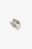 Pre-Loved Chanel™ Silver Toned Crystal CC Ring Size 5