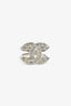 Pre-Loved Chanel™ Silver Toned Crystal CC Ring Size 5