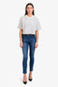 Pre-Loved Chanel™ Blue Denim Diamond Pattern Skinny Jeans Size 40