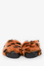 Celine Black/Brown Faux Fur Leopard Print Slides Size 38