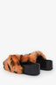 Celine Black/Brown Faux Fur Leopard Print Slides Size 38