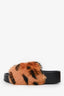 Celine Black/Brown Faux Fur Leopard Print Slides Size 38