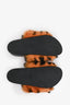 Celine Black/Brown Faux Fur Leopard Print Slides Size 38