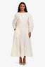 Jil Sander Cream Linen Puff Sleeve Maxi Dress Size 34