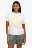 Hermès White Graphic Printed Cropped T-Shirt Size 34