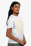 Hermès White Graphic Printed Cropped T-Shirt Size 34