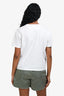 Hermès White Graphic Printed Cropped T-Shirt Size 34
