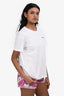 Brunello Cucinelli White Beaded Detail Short Sleeve T-shirt Size S