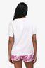 Brunello Cucinelli White Beaded Detail Short Sleeve T-shirt Size S