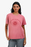 Saint Laurent 2018 Pink Washed Distressed Logo Printed Short Sleeve T-shirt Size S