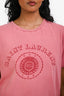 Saint Laurent 2018 Pink Washed Distressed Logo Printed Short Sleeve T-shirt Size S