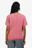 Saint Laurent 2018 Pink Washed Distressed Logo Printed Short Sleeve T-shirt Size S