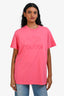 Gucci Pink Logo Tennis Racket Embroidered Short Sleeve T-shirt Size S