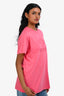 Gucci Pink Logo Tennis Racket Embroidered Short Sleeve T-shirt Size S