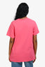 Gucci Pink Logo Tennis Racket Embroidered Short Sleeve T-shirt Size S