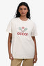 Gucci Cream Logo Tennis Embroidered Short Sleeve T-shirt Size S