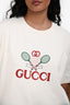 Gucci Cream Logo Tennis Embroidered Short Sleeve T-shirt Size S