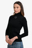 Stella McCartney 2017 Black Metal Decor Long Sleeve High Neck Top Size 42