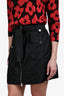 Celine Dark Denim Zip Detailed Belted Mini Skirt Size 40