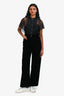 Miu Miu 2021 Black Velvet Paper Bag Cinched Waisted Pants Size 36