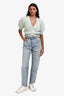 Miu Miu 2020 Blue Denim Paper Bag Cinched Waisted Pants Size 25