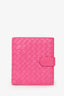 Bottega Veneta Pink Leather Intrecciato Bi Fold Wallet