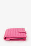 Bottega Veneta Pink Leather Intrecciato Bi Fold Wallet