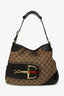 Gucci Brown Canvas 'GG' Web Horsebit Hobo Bag