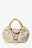Fendi Gold/Silver Leather Woven Top Handle Bag