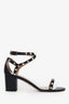 Valentino Black Leather Wrap-Around Rockstud Heels Size 38.5