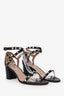 Valentino Black Leather Wrap-Around Rockstud Heels Size 38.5