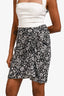 Isabel Marant Étoile Black/White Floral Print Ruched Mini Skirt Size 38