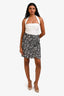 Isabel Marant Étoile Black/White Floral Print Ruched Mini Skirt Size 38
