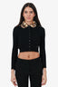 Miu Miu Black Cashmere Knit Cardigan With Detachable Leopard Collar Size 38