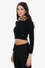 Miu Miu Black Cashmere Knit Cardigan With Detachable Leopard Collar Size 38
