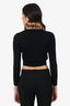 Miu Miu Black Cashmere Knit Cardigan With Detachable Leopard Collar Size 38