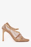 Bottega Veneta Beige Mesh/Leather Ankle Chain D'orsay Pumps Size 38