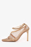Bottega Veneta Beige Mesh/Leather Ankle Chain D'orsay Pumps Size 38