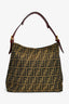 Fendi Brown Zucca Canvas/Red Leather 'Piccola' Shoulder Bag