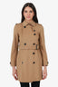 Burberry Brown Wool Mid Length Trench Coat Size 4