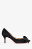 Christian Louboutin Black Suede Heels With Bow Detail Size 36.5