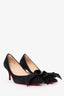 Christian Louboutin Black Suede Heels With Bow Detail Size 36.5