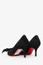 Christian Louboutin Black Suede Heels With Bow Detail Size 36.5