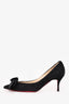 Christian Louboutin Black Suede Heels With Bow Detail Size 36.5