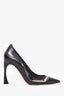 Christian Dior Black Leather/PVC Flared Heels Size 36.5