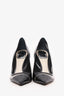 Christian Dior Black Leather/PVC Flared Heels Size 36.5