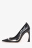 Christian Dior Black Leather/PVC Flared Heels Size 36.5